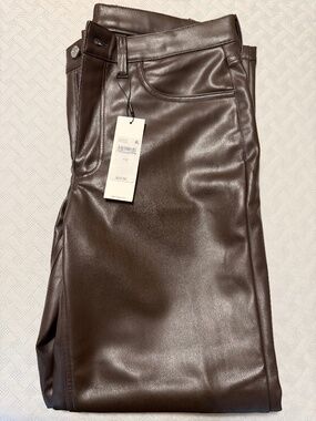 Calvin Klein Faux Leather 90s Pants, Brown, SZ8. BRAND NEW